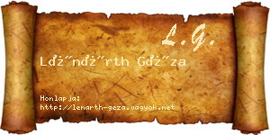 Lénárth Géza névjegykártya